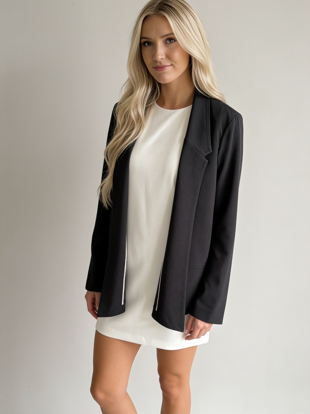 American Rag Black Open-Front Blazer